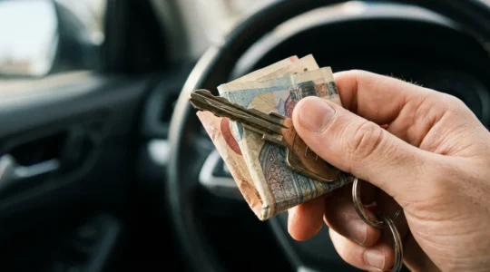 Vue macro sur une main tenant des clés de voiture et des billets d'euros symbolisant les économies d'assurance pour jeunes conducteurs